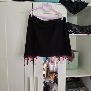 Foxblood Blood Drip Mini Skirt With Bead Detail